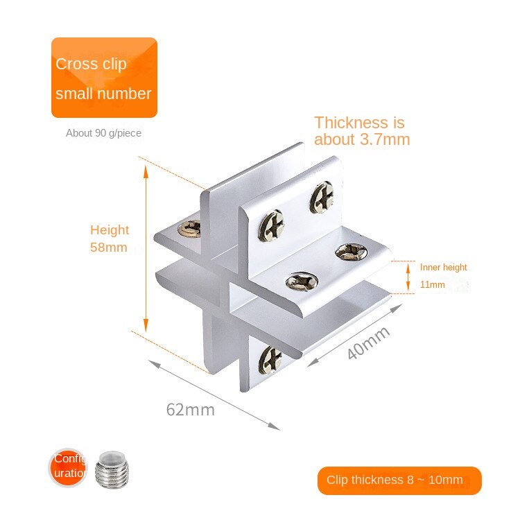 4pcs L&T Type Right Angle Fixed Glass Clip BL-TL118