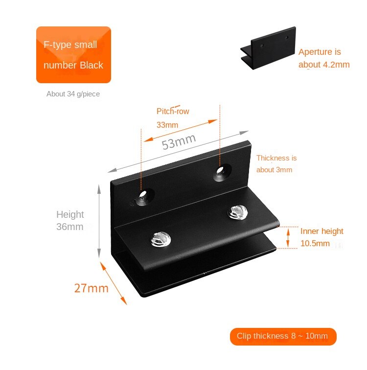 4pcs L&T Type Right Angle Fixed Glass Clip BL-TL118