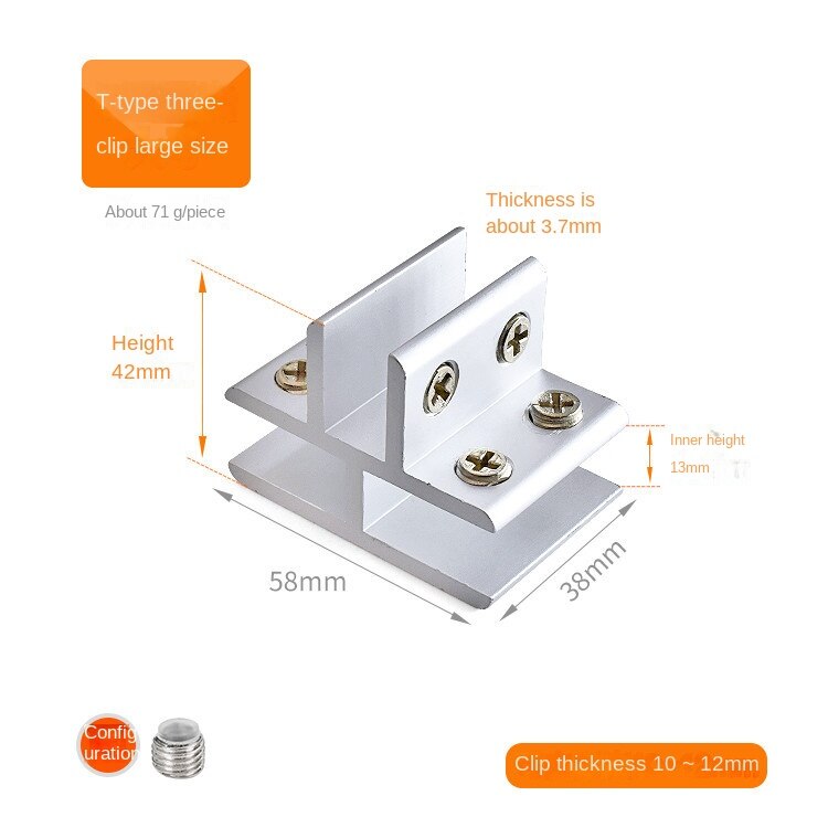 4pcs L&T Type Right Angle Fixed Glass Clip BL-TL118