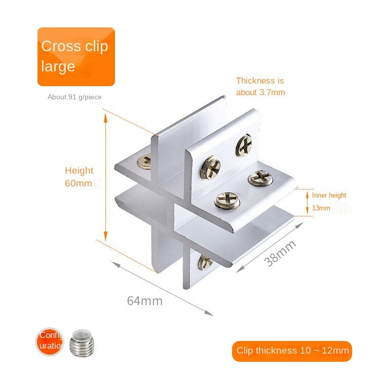 4pcs L&T Type Right Angle Fixed Glass Clip BL-TL118