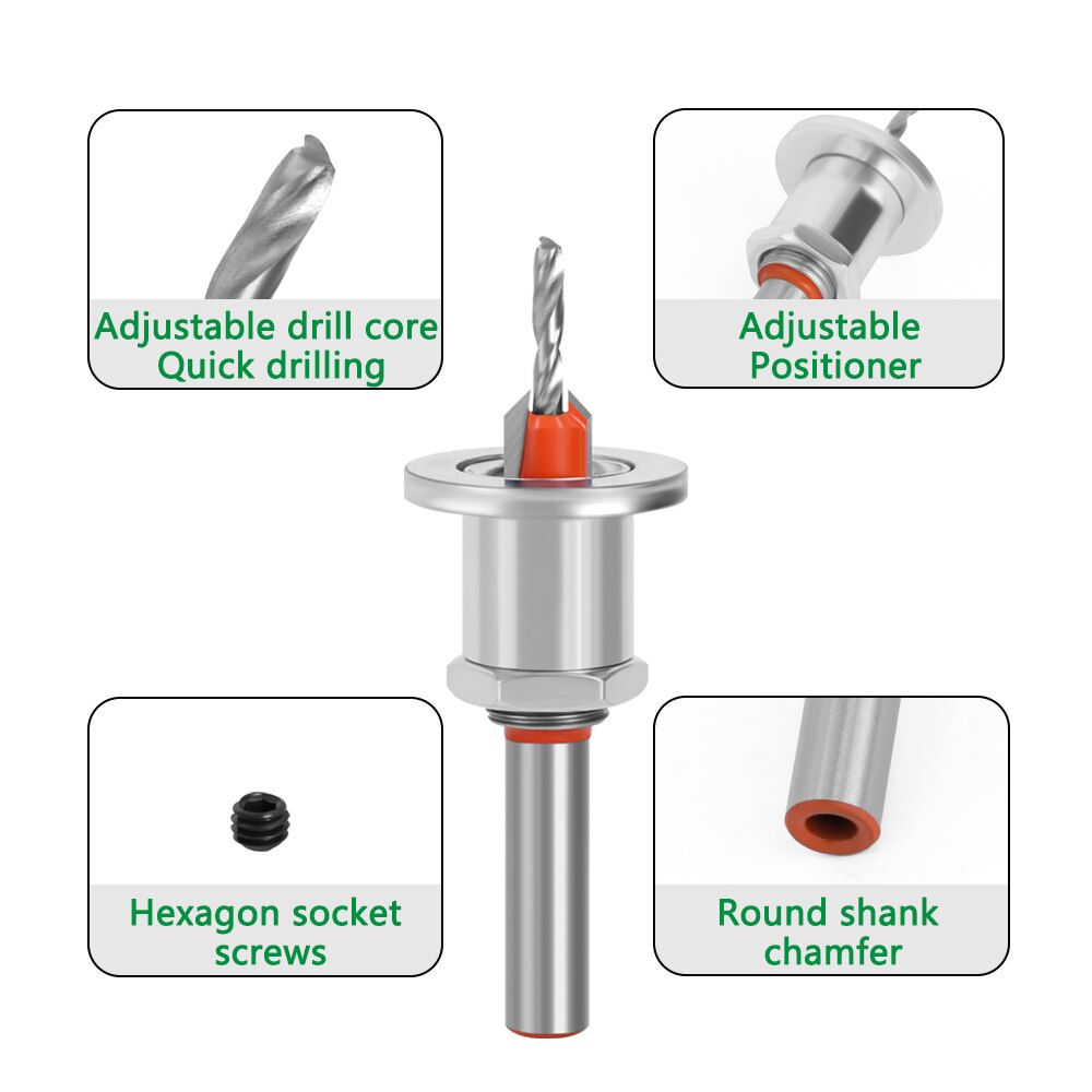 5pcs 8mm Shank HSS Countersunk Head Woodworking Cutter Set BL-TL93