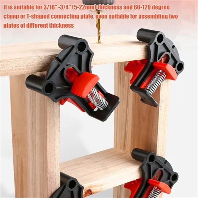 90 Degree Angle Clamps, Woodworking Corner Clip, Right Angle Clip Fixer,  Set of 4 Clamp Tool with Adjustable Hand Tools (orange+black) 